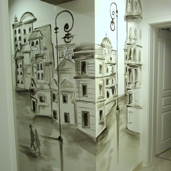 Mural painting in home apartment on Mosilor Street