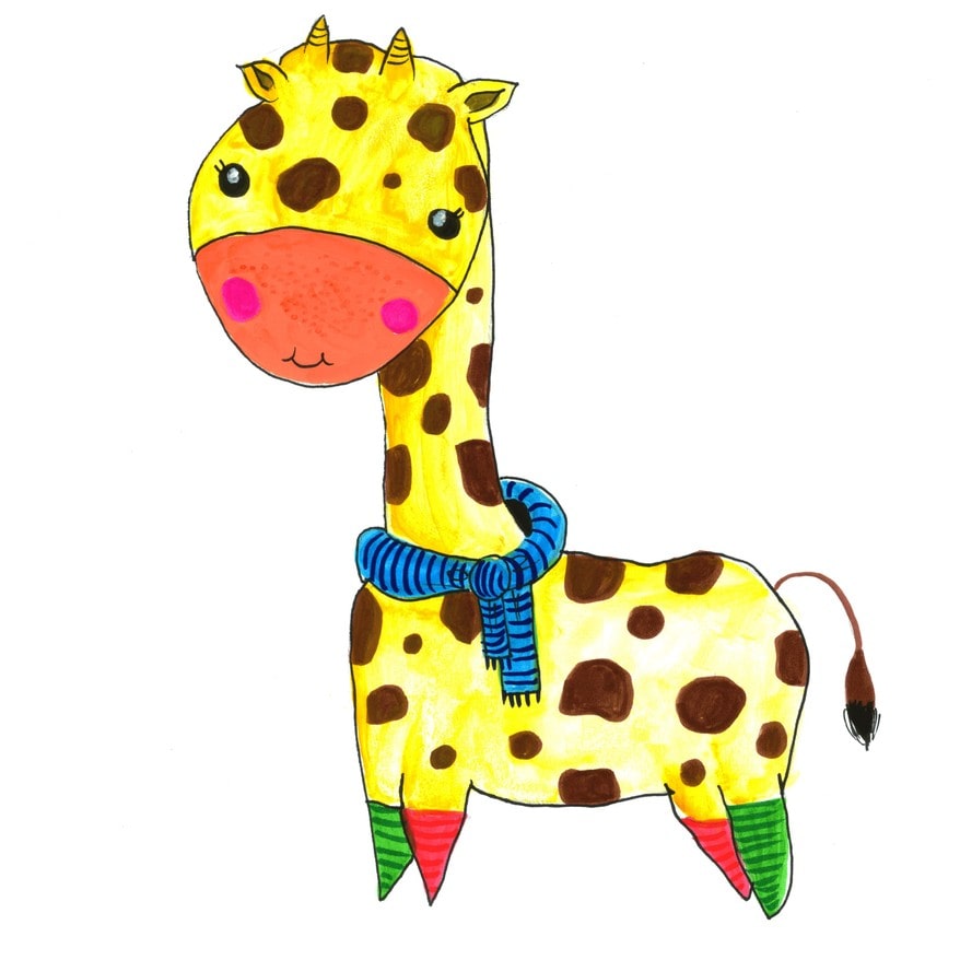 Illustration with a modern giraffe